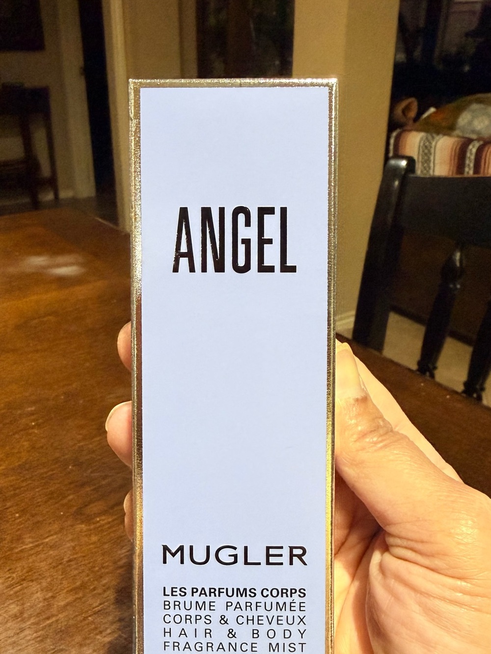 Mugler Angel Hair & Body Fragrance Mist — White with Gold Trim